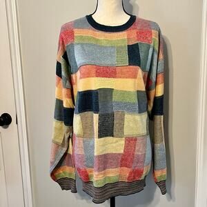 Vintage y2k TravelSmith Patchwork Crewneck Sweater (XL Men)